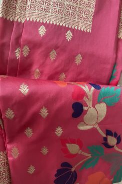 Alternative view of Traditional Pink Weaved Kawach Silk Saree