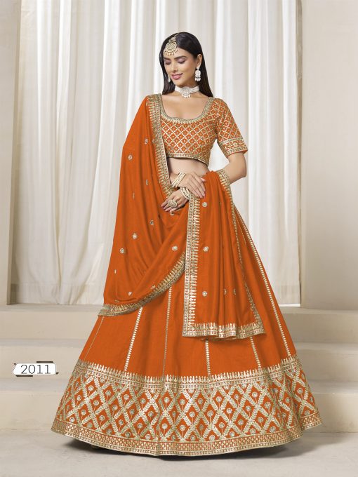 Orange Color Beautiful Partywear Lehenga Choli in Art Silk Fabric