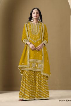 Yellow Color Heavy Sharara Wedding Wear Suit For haldi Function