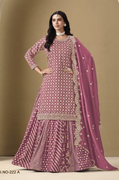 Pink Color Beautiful Partywear Top + lehenga Dress