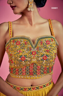Alternative view of Mustard Embroidered Party Wear Lehenga Choli