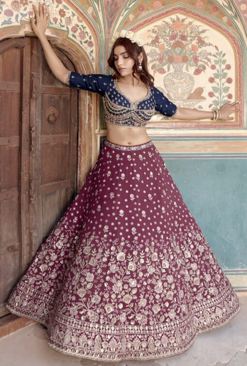 Purple Georgette Lehenga Choli