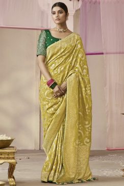 Yellow Embroidered Wedding Saree