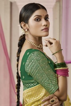 Alternative view of Yellow Embroidered Wedding Saree