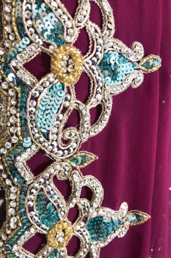 Alternative view of Plum Georgette Saree With Readymade Contrast Blouse