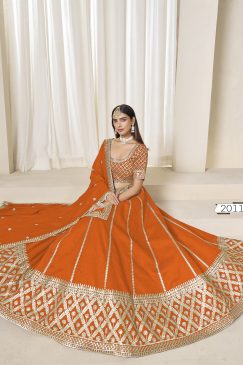 Alternative view of Orange Color Beautiful Partywear Lehenga Choli in Art Silk Fabric