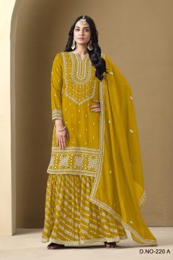 Alternative view of Yellow Color Heavy Sharara Wedding Wear Suit For haldi Function
