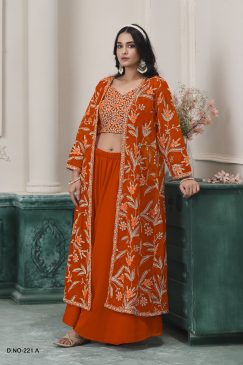 Alternative view of Orange Color Beautiful Partywear Top BLouse Plazo in Georgette Fabric