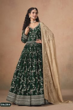 Alternative view of Green Color Beautiful Anarkali Dress in Georgette Fabric