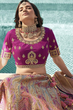Alternative view of Purple Banarasi Silk Bridal Lehenga Choli