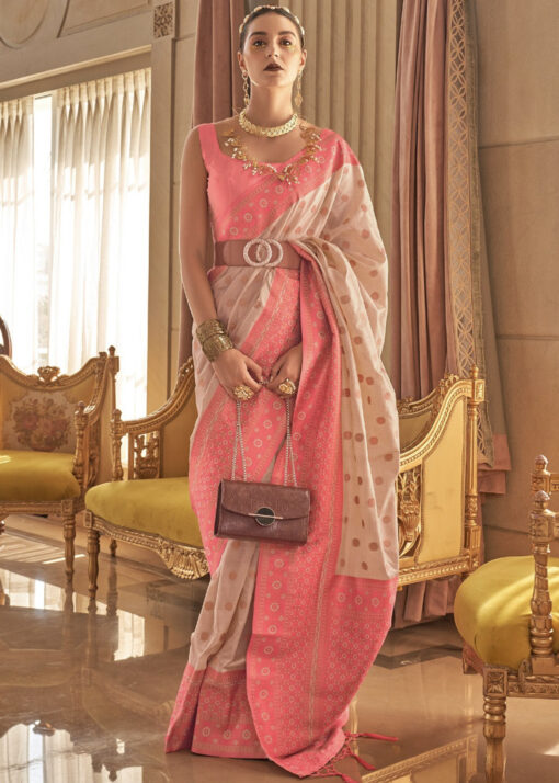 Cream Zari Woven Silk Saree