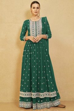 Green Georgette Anarkali Palazzo Suit