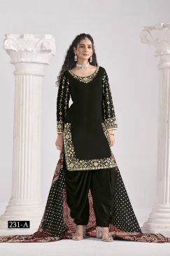 Alternative view of black Color Patiala Dress in Roman Silk Fabric