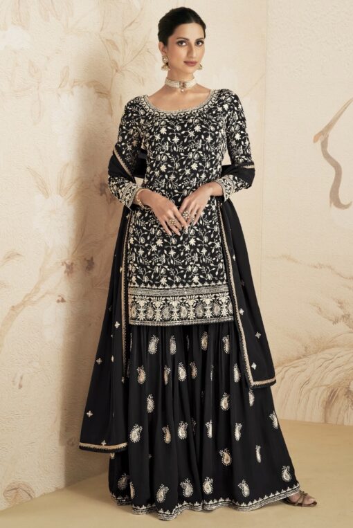 Black Georgette Gharara Suit
