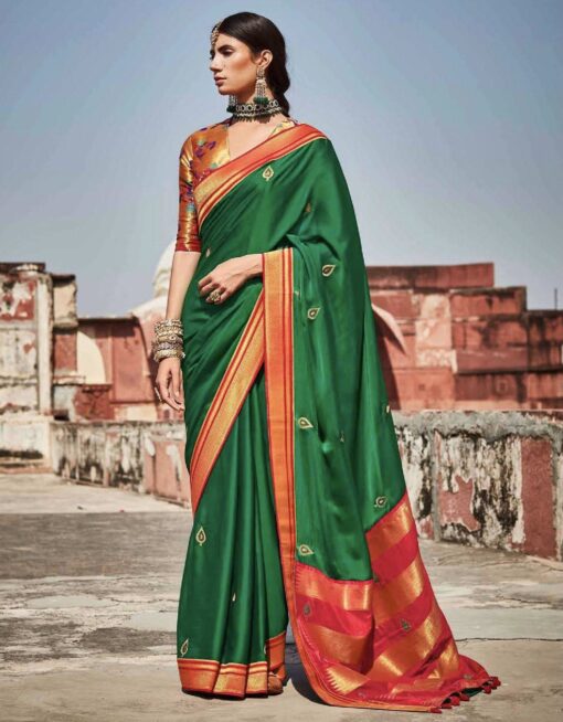 Green Fancy Silk Wedding Saree