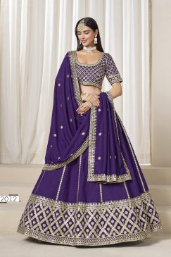Purple Color Beautiful Partywear Lehenga Choli in Art Silk Fabric