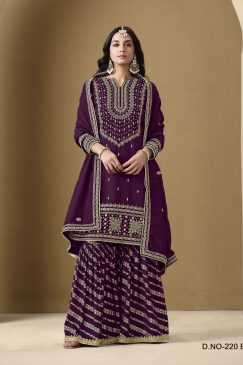 Purple Color Heavy Sharara Wedding Wear Suit For Family Function