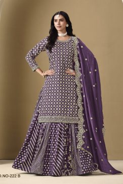 Purple Color Beautiful Partywear Top + lehenga Dress