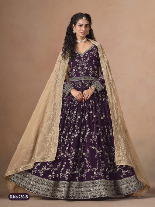 Purple Color Beautiful Anarkali Dress in Georgette Fabric