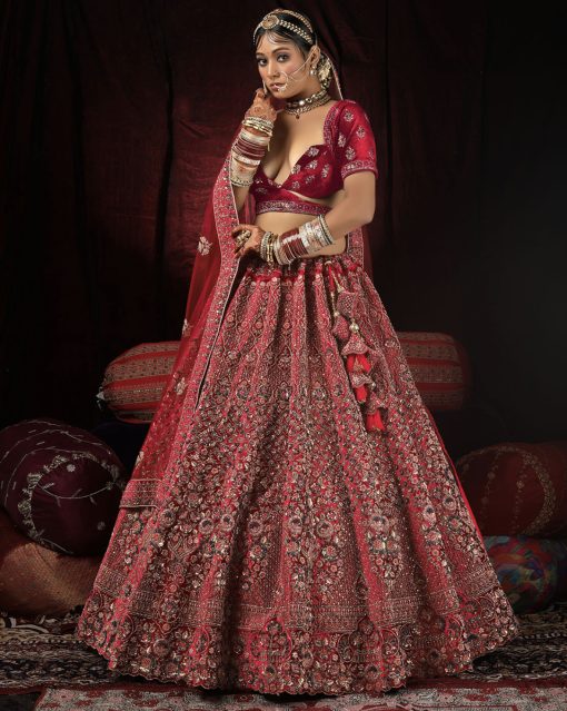 Chicken Kari Chanderi Wedding Lehenga For Bride at Rs 1399 in Dehradun