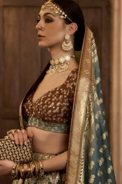 Alternative view of Multicoloured Rajwadi Silk Embroidered Lehenga Choli