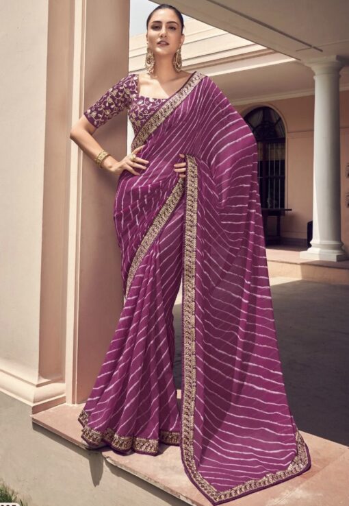 Purple Georgette Designer Saree