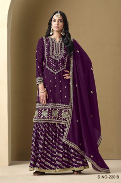 Alternative view of Purple Color Heavy Sharara Wedding Wear Suit For Family Function