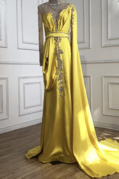 Luxury A-Line Beaded Evening Dress