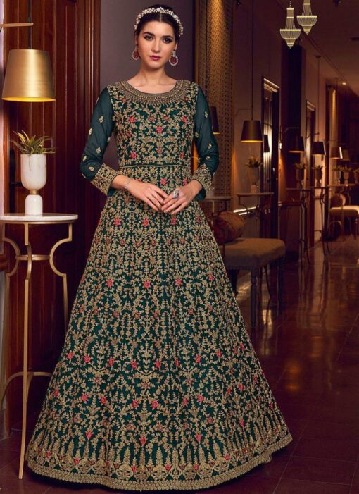 Green Jacket Style Embroidered Anarkali Gown Salwar Kameez, top 20