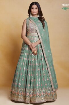 Sea Green Georgette Embroidered Anarkali Suit