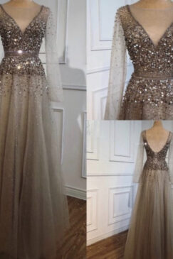 A-line Sequinned beaded Evening Dress