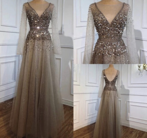 A-line Sequinned beaded Evening Dress