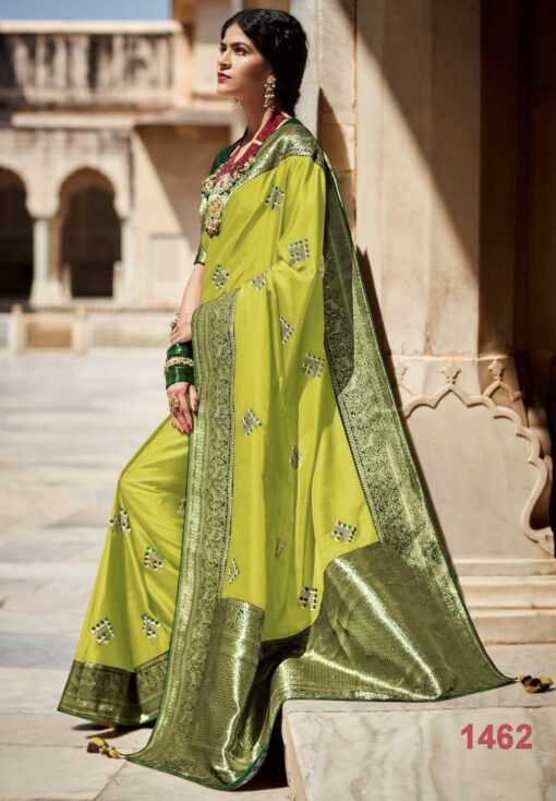 Lime Green Art Silk Saree