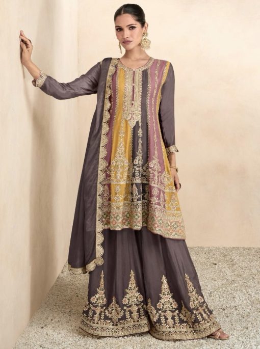 Multicolour Frock Style Palazzo Suit