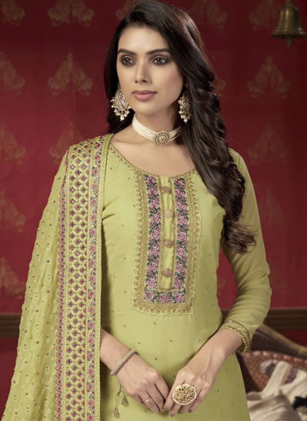 Green Georgette Embroidered Sharara Suit - Salwar Kameez, top 20 salwar ...