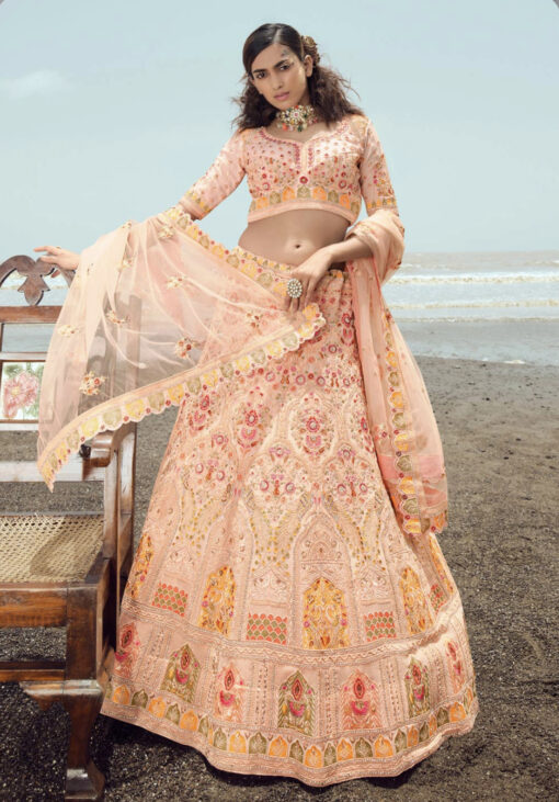Peach Heavy Bridal Lehenga Choli