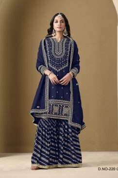 BLue Color Heavy Sharara Wedding Wear Suit For Family Function