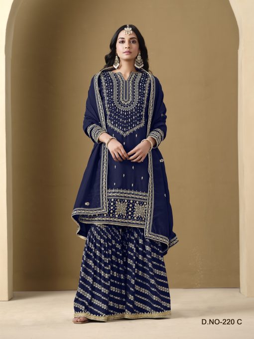 BLue Color Heavy Sharara Wedding Wear Suit For Family Function