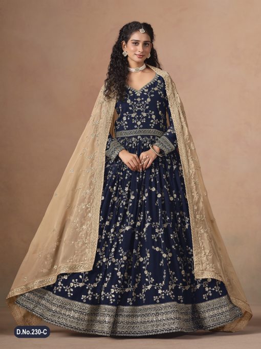 Blue Color Beautiful Anarkali Dress in Georgette Fabric