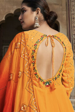 Alternative view of Orange Yellow Embroidered Anarkali Suit