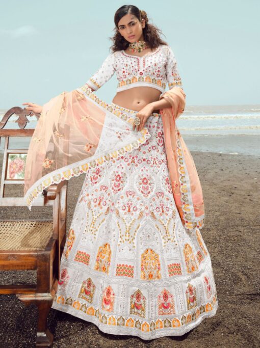 White Georgette Heavy Bridal Lehenga Choli