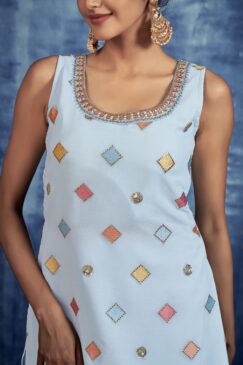 Alternative view of Turquoise Embroidered Sharara Suit