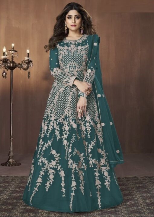 Green Embroidered Anarkali Suit