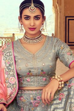 Alternative view of Grey Heavy Silk Lehenga Choli