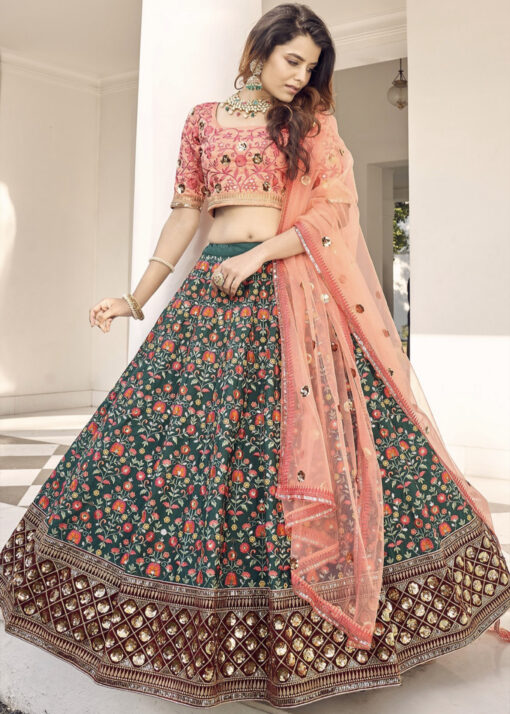 Green Art Silk Sangeet Lehenga Choli