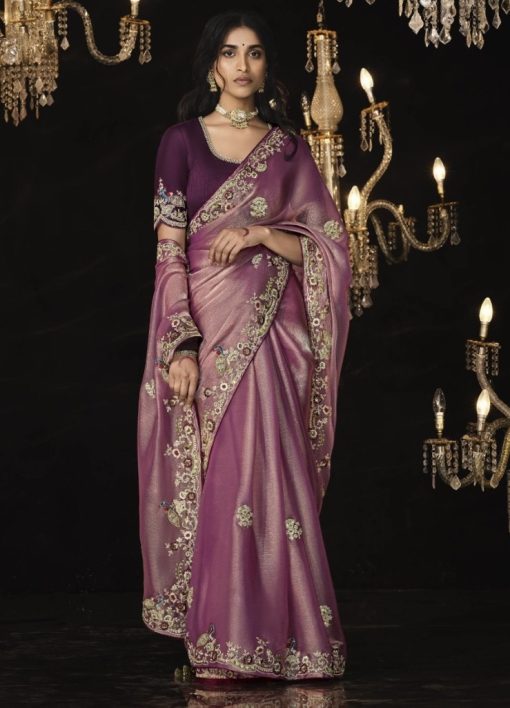 Pink Fancy Embroidered Wedding Saree