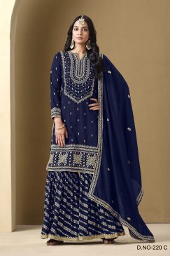 Alternative view of BLue Color Heavy Sharara Wedding Wear Suit For Family Function