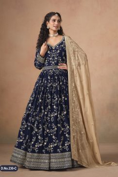 Alternative view of Blue Color Beautiful Anarkali Dress in Georgette Fabric