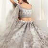 Grey Embroidered Net Bridal Lehenga Choli
