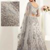 Grey Embroidered Net Bridal Lehenga Choli